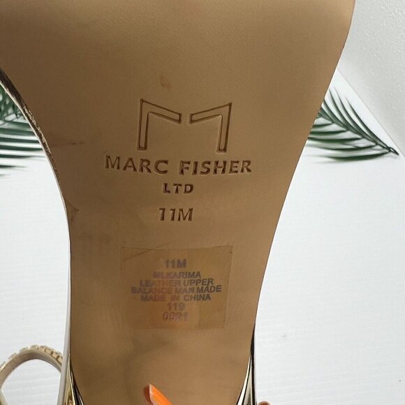 Marc Fisher Women's Karima Ankle Strap Sandals Size 11M Gold Metallic Rhinestone - Picture 10 of 11